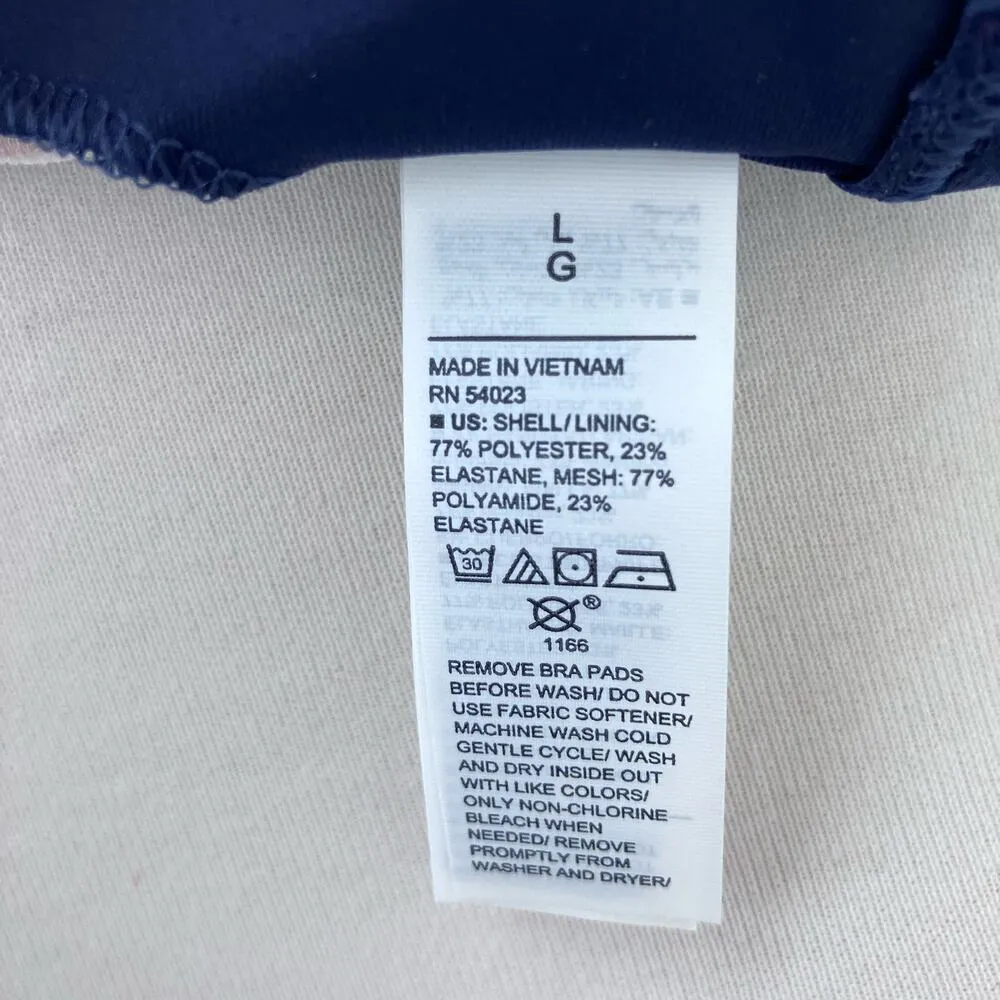 Old Navy Athletic Top Sports Bra Navy Floral Powersoft  Racerback Size L - Image 6