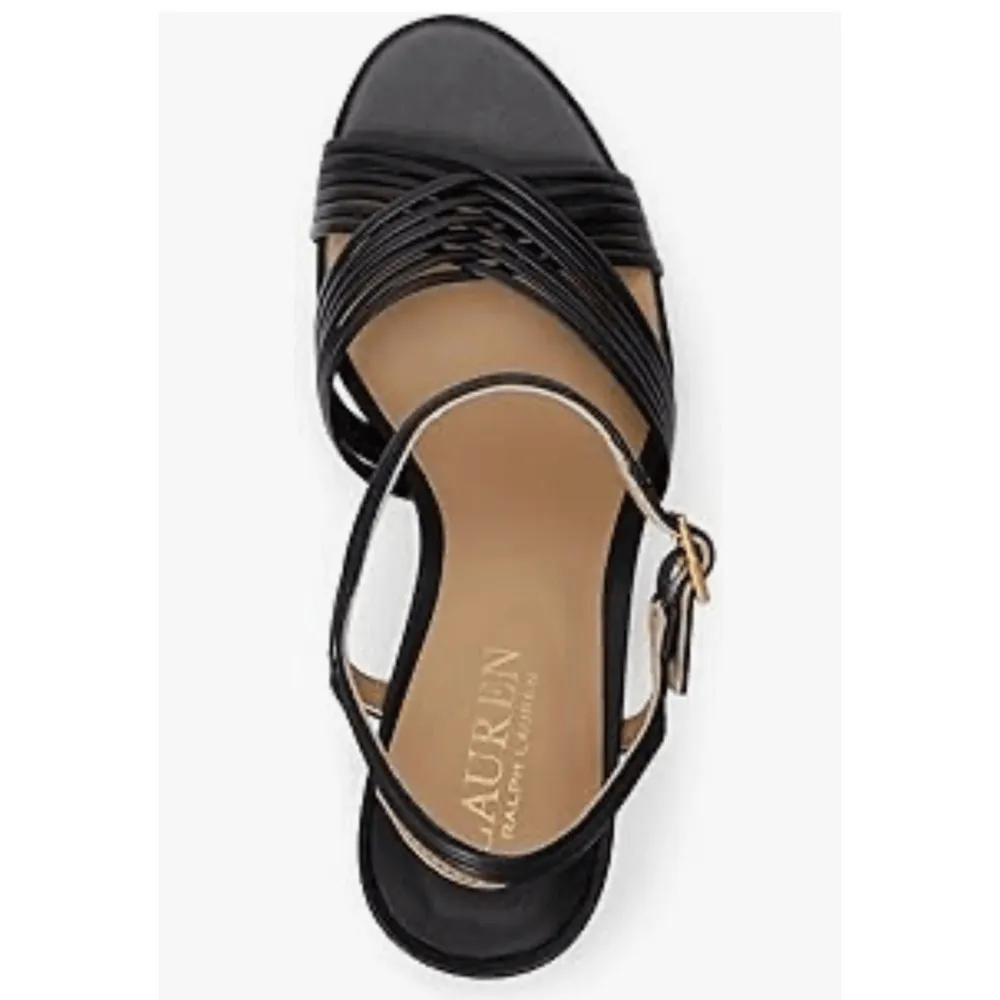 Lauren Ralph Lauren Women's Madelaine Nappa Leather Black Sandal Pump Size 10 - Image 4