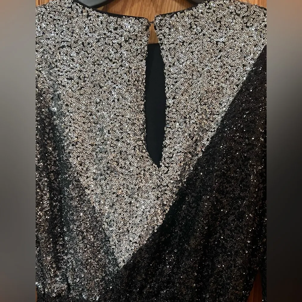 Express Color Block Sequin Strong Shoulder Long Sleeve Mini Cocktail Dress Sz XS - Image 15
