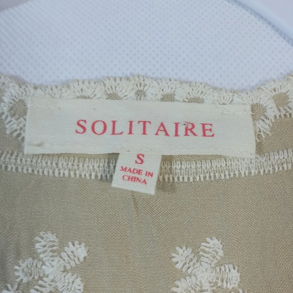 Solitaire Tan Cream Embroidered Open Cardigan Wide Sleeves Size S - Image 4