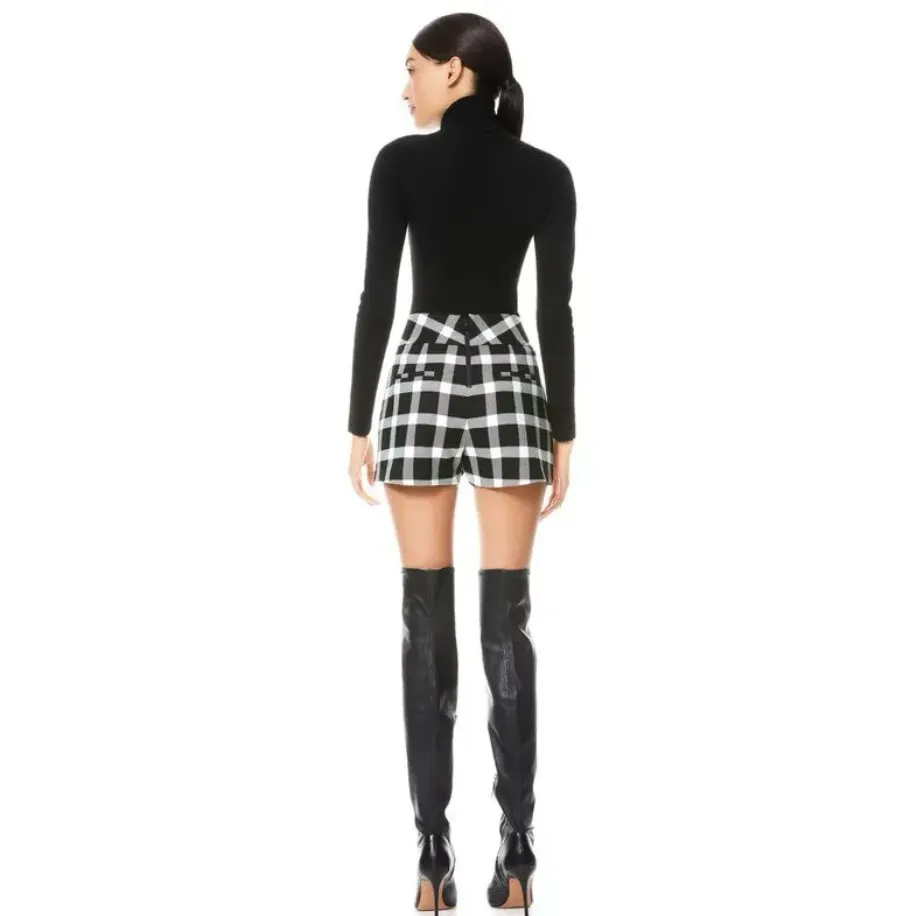 Alice + Olivia High Waist Checkered Shorts - Image 5