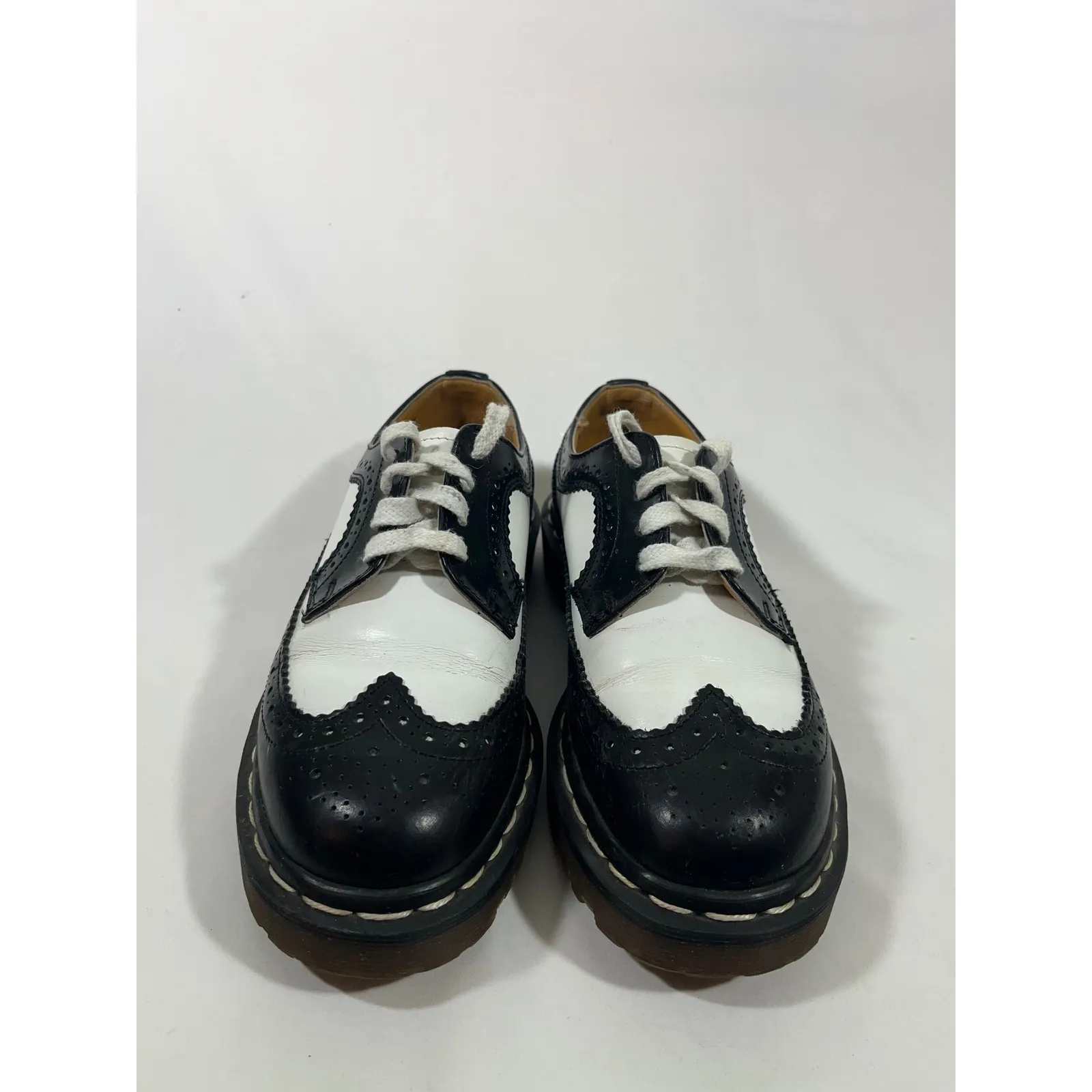 Dr Martens Y2K Women Leather Wingtip Brogue Black White Platform Punk UK 4 US 6 - Image 3