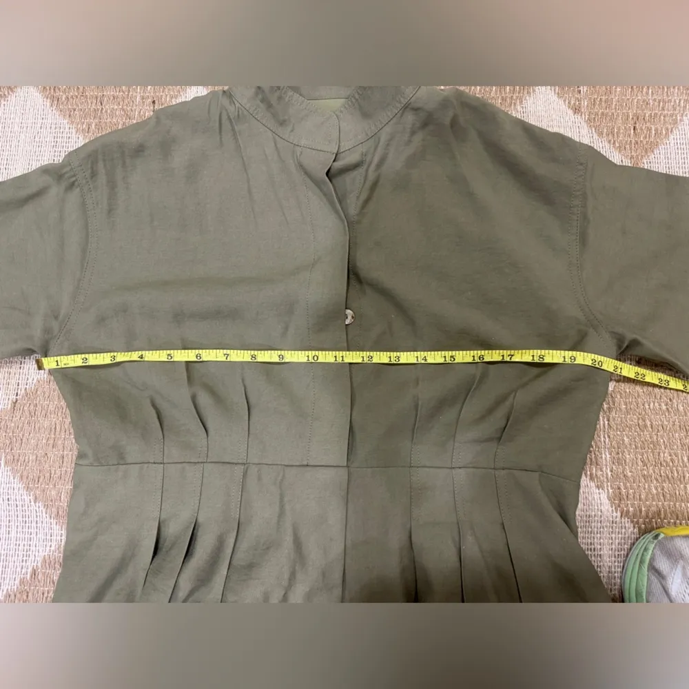 Tuckernuck Pomander Place Jade Green Darien Dress pintuck pockets pleated collar - Image 7