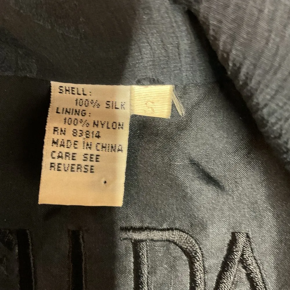 Vintage Fuda International‎ Full Zip Bomber Jacket Sz S Black Gray Leaf Pattern - Image 13