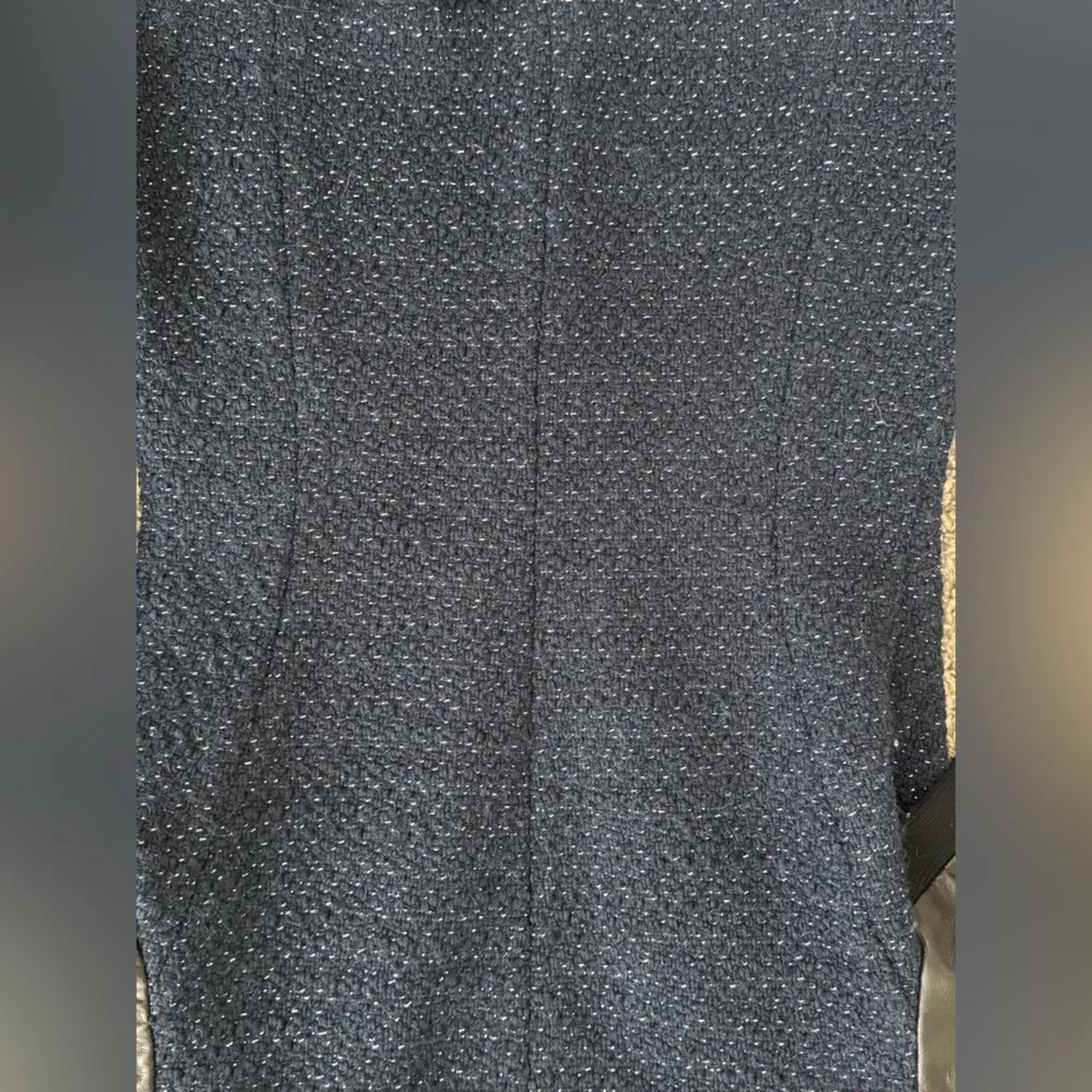 Rebecca Taylor genuine leather sleeves navy metallic tweed blazer - Image 4