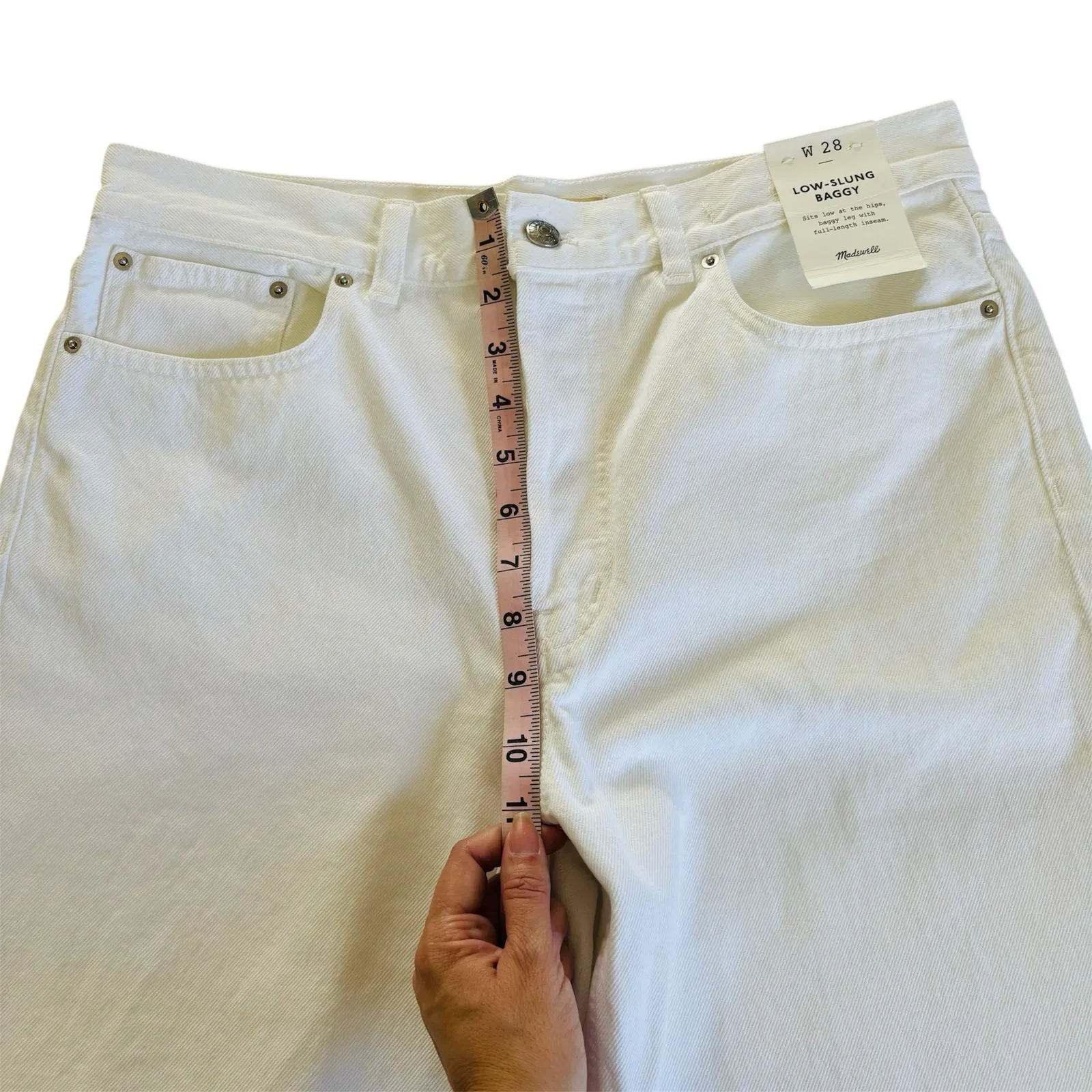 Madewell Low-Slung Baggy Wide Leg White Jeans Women’s Size 28 Cotton Retro NWT - Image 6