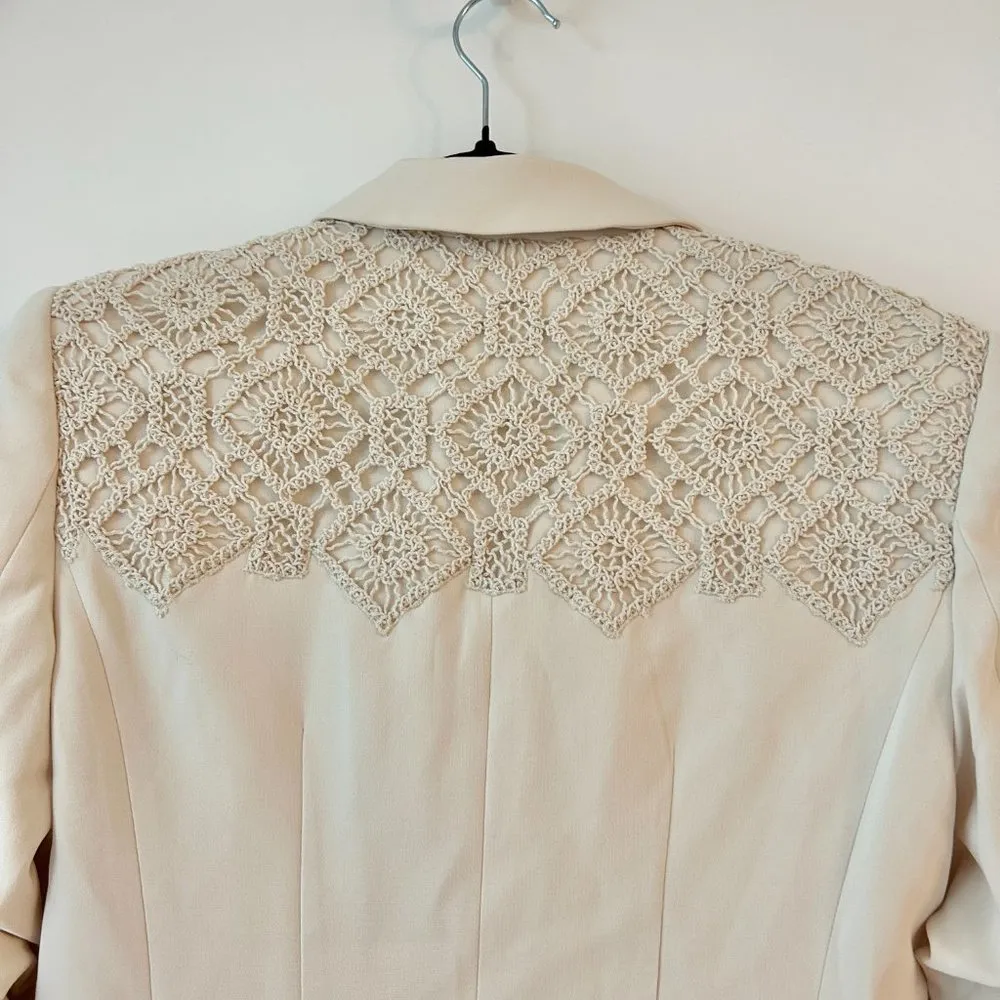 Cinq a Sept Crochet Lace Scrunched Cheyenne Blazer in Light Plaster Size 4 NWT - Image 12