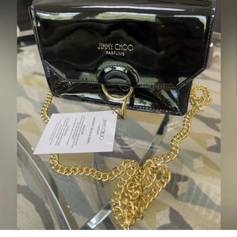 JIMMY CHOO SHOULDER CARRY GOLD ALLOY CHAIN STRAP PURSE PU NWT - Image 2