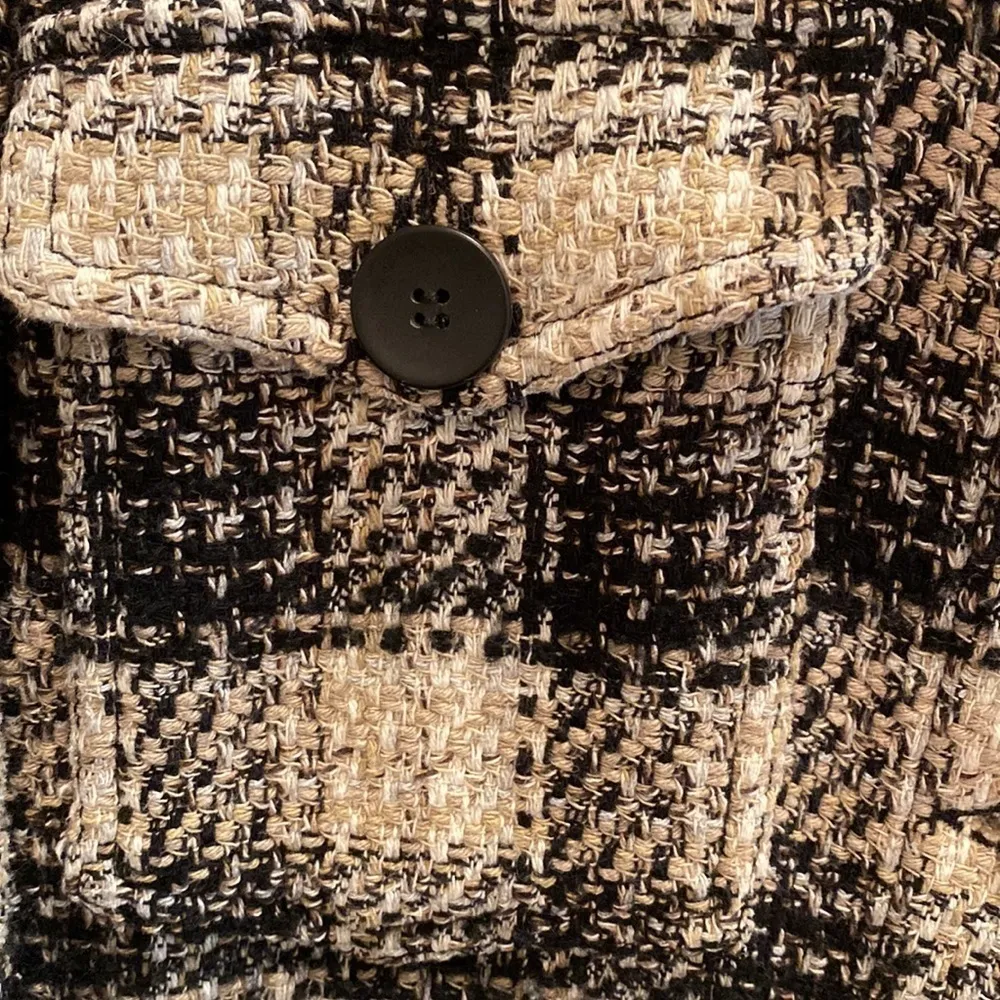 ZARA Tweed Shacket Shirt Jacket Taupe Black Plaid Size SMALL - Image 5
