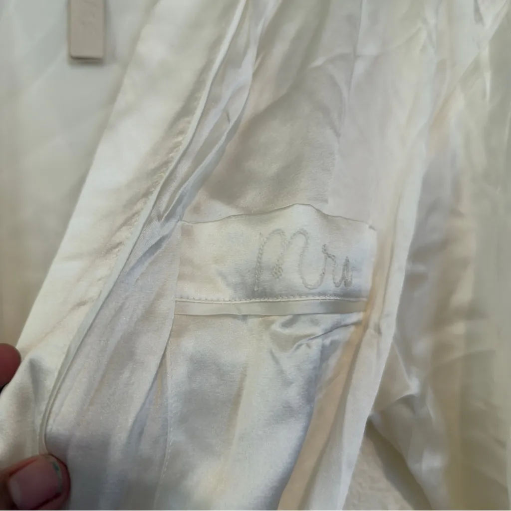 NWT SKIMS Bridal Collection Silk Blend “Mrs" Marble Robe Women’s Size L/XL - Image 5