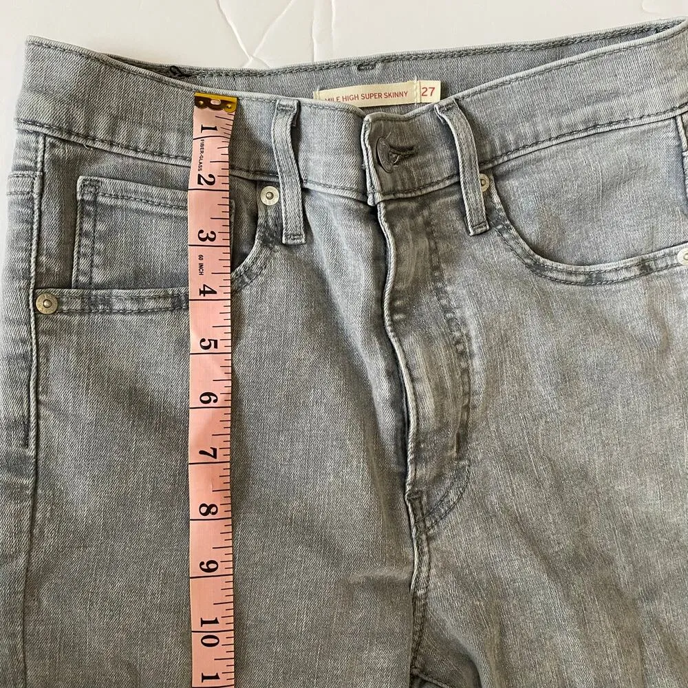 Levi's Women's Light Gray Mile High Super Skinny Jeans Size 27 - Image 8