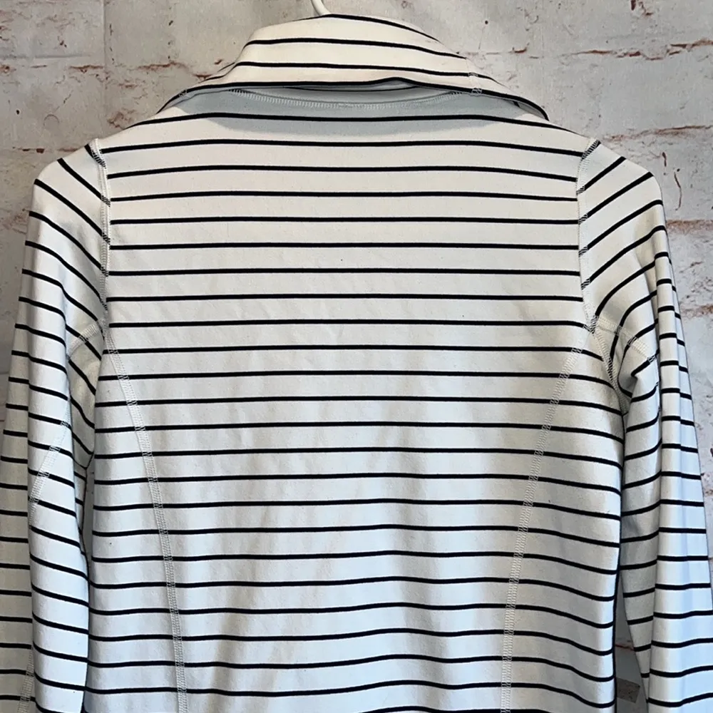 Lululemon Jacket Womens 4 In Stride Jacket Striped Black White Loge Hoodie Zip - Image 7