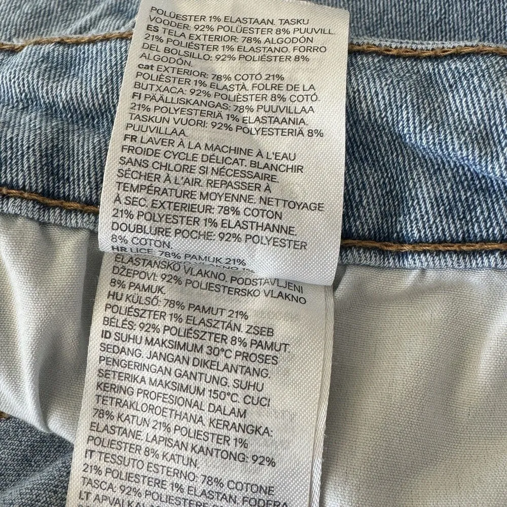 H&M SZ 18 High-Rise Jean Shorts Cuffed Light Wash Pockets Zip-Fly Stretch Womens - Image 6