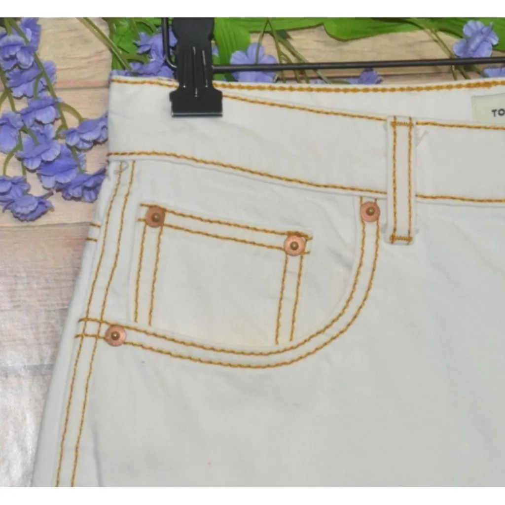 Tory Burch Ladies Off White Embroidered Straight Leg Jeans Size 30 Cotton Denim - Image 3