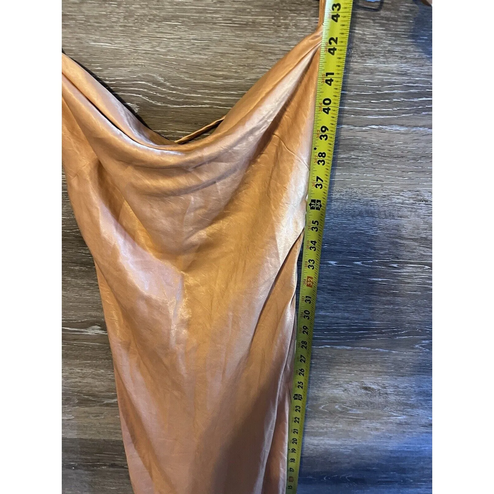 Hello Molly Midi Dress Tan Orange Size XS DRINKS ON ME Side Slit Party Cocktail - Image 5