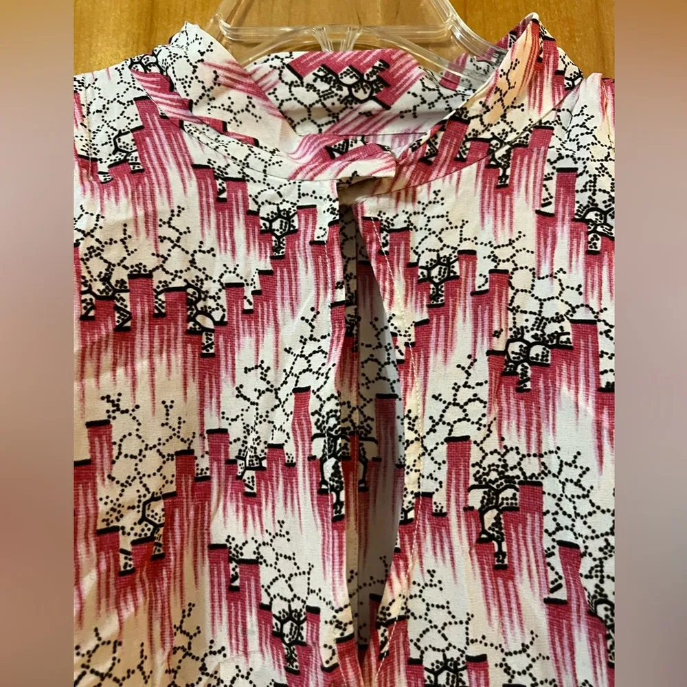 ISABEL MARANT Amba Pink Abstract Art Top Silk Blend Blouse Shirt Size 42 - Image 10