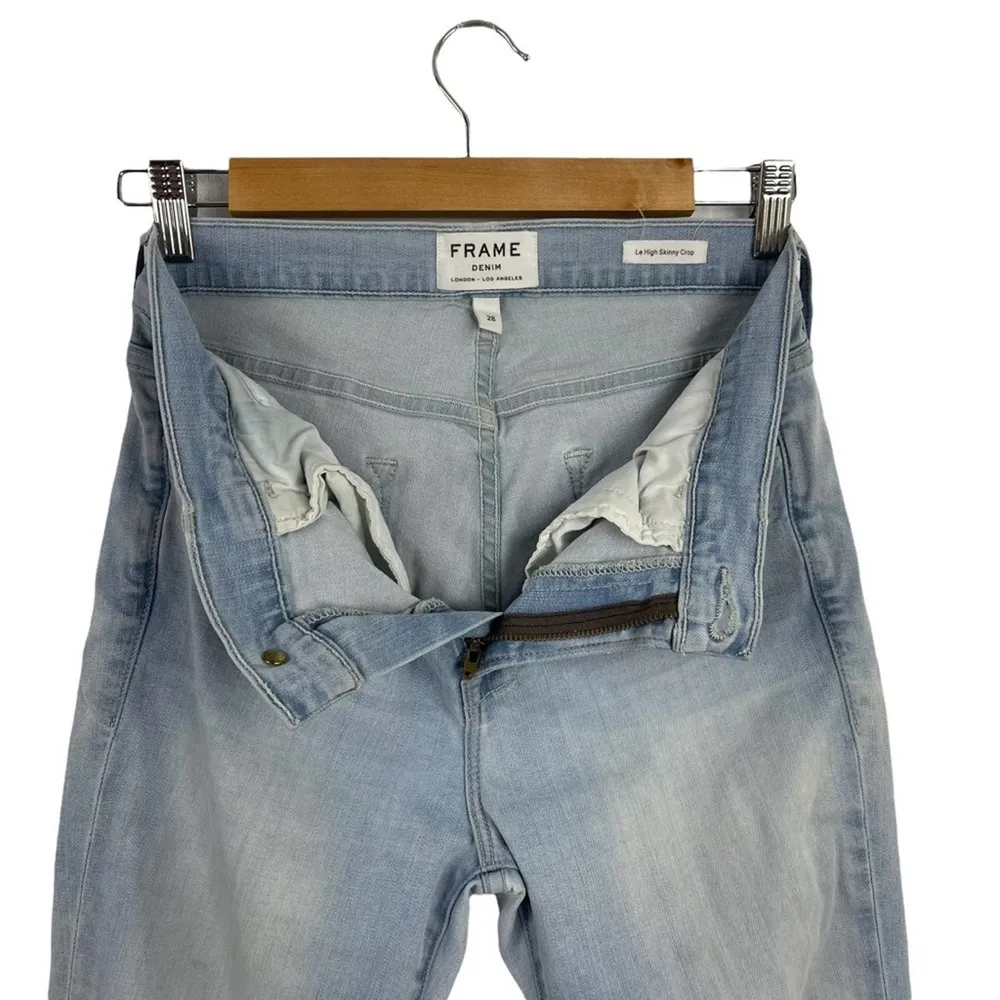 FRAME Le High Skinny Crop Stretch Light Wash Denim Jeans in Hepburn Road SZ 28 - Image 10