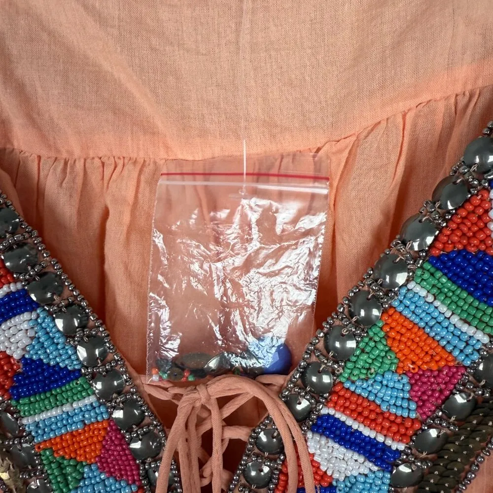 NWOT Boston Proper Embellished Beaded Swing Dress Sleeveless Orange Size XS NEW - Image 8