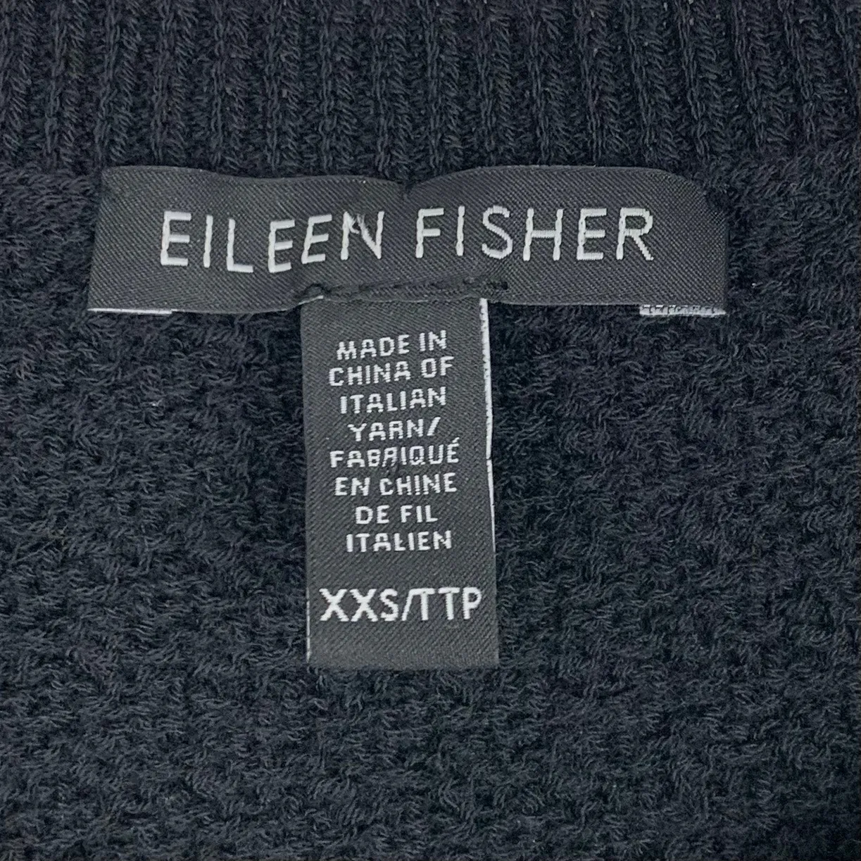 Eileen Fisher  Washable Wool Crepe Sleeveless Knit Black Italian Yarn Size XXS - Image 4