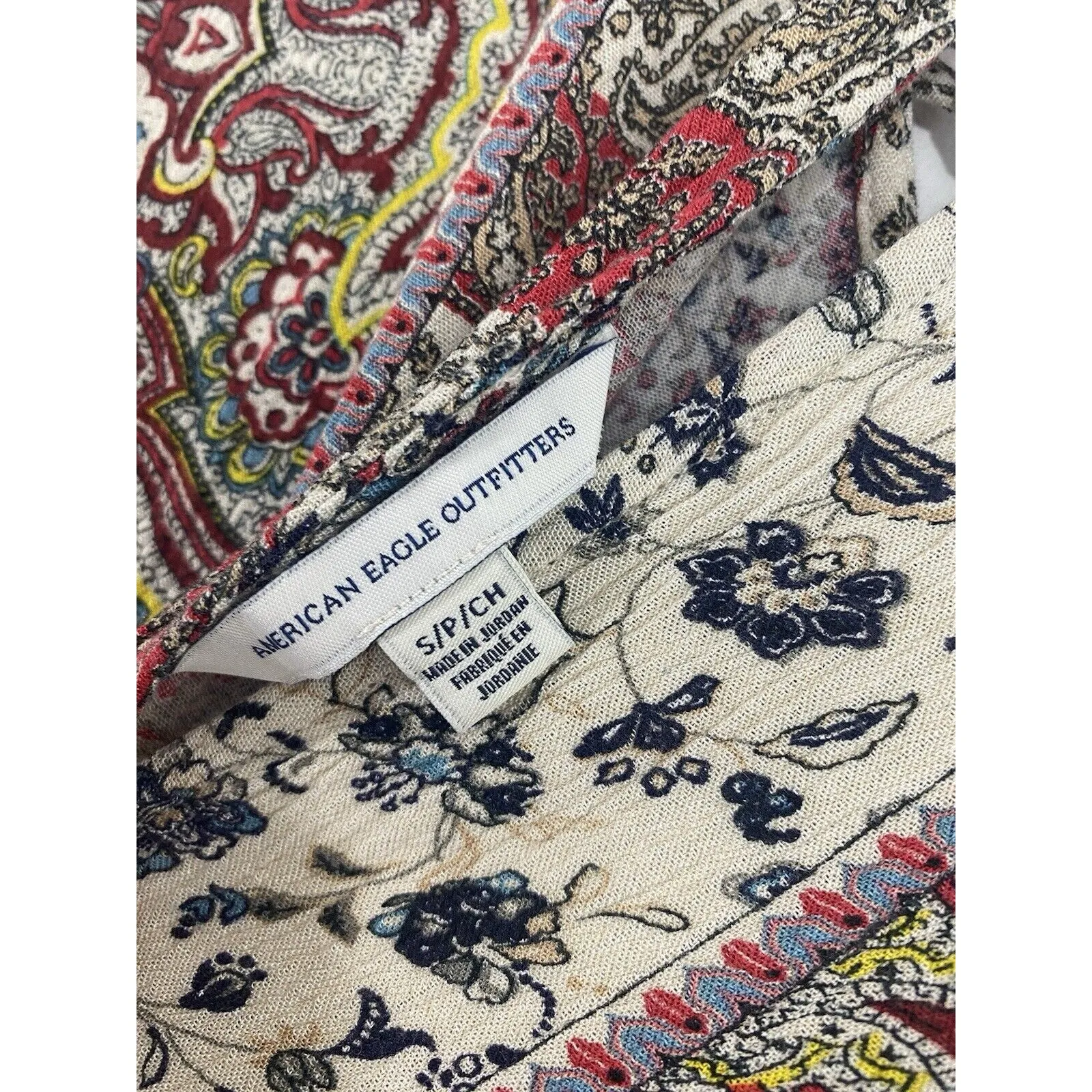 American Eagle Outfitters Romper Small Paisley‎ Boho  Long Sleeve - Image 9