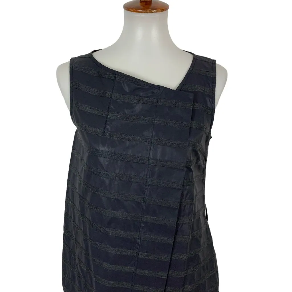 Farhi Wool Blend Dress 4 Navy Sleeveless Career Workwear Office Chic Blue - Image 2