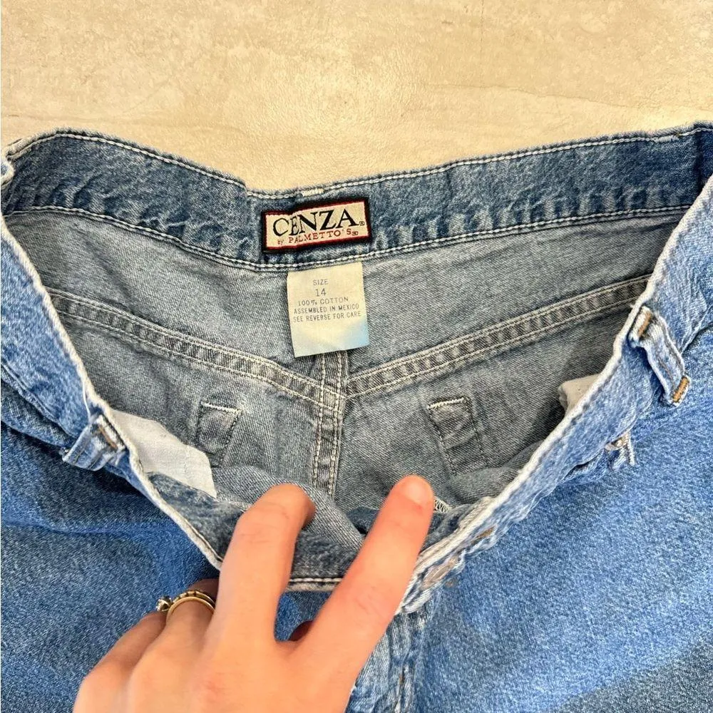 Vintage Cenza Size 14 Cotton Mom Dad Shorts High Rise 90s Light Medium Wash - Image 3