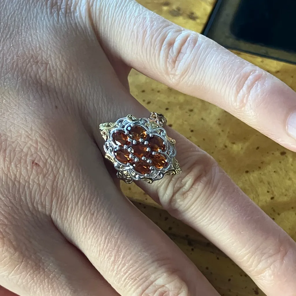 Natural Cherry Citrine Sterling Silver Ring Size 6 Gold - Image 4
