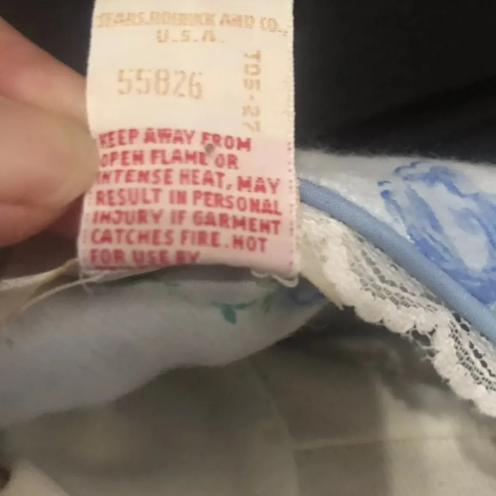 Carriage Court Nightgown Housecoat Vintage NWT Blue Rose Lace Size Large Sears - Image 8