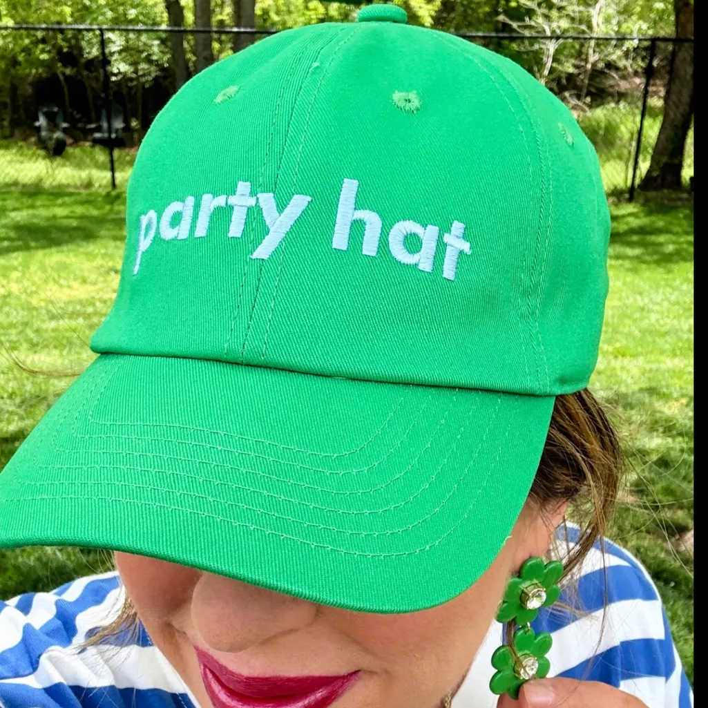 NWT Kate Spade Green Party Hat 100% cotton one size adjustable - Image 2