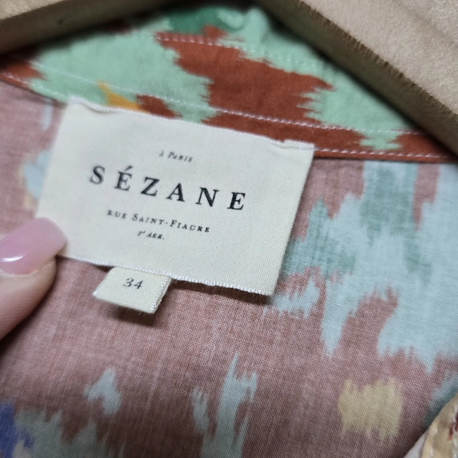 Sezane Pierro Botton Up Shirt Antique Flowers Floral Print Blouse Sz US 2/ FR 34 - Image 4