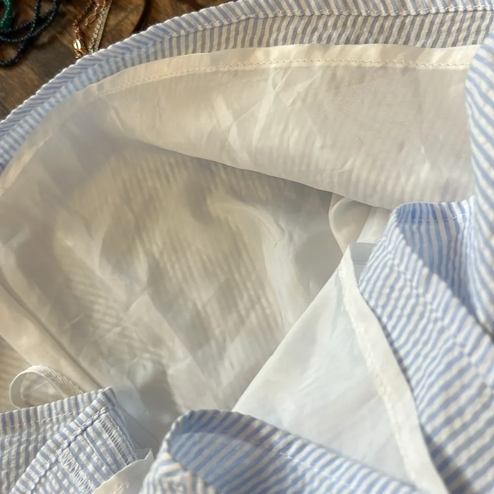 LAUREN JAMES Stratton Seersucker Halter Dress Light Blue & White Size Medium - Image 11