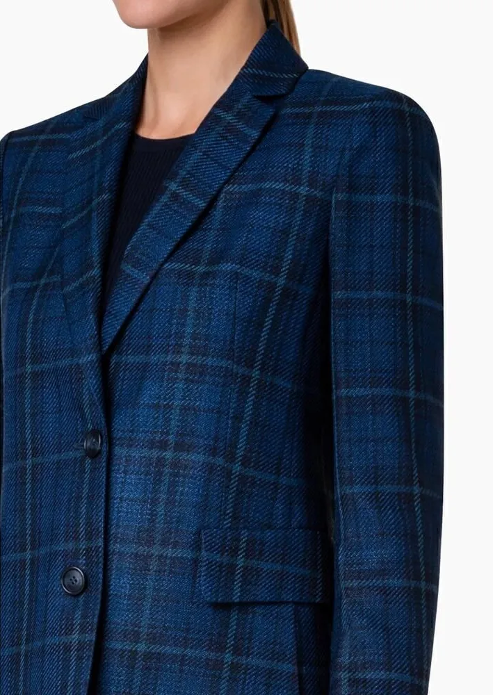 Akris Glenn Cotton-Silk Plaid Blazer Size 10 MSRP $3,990 - Image 2