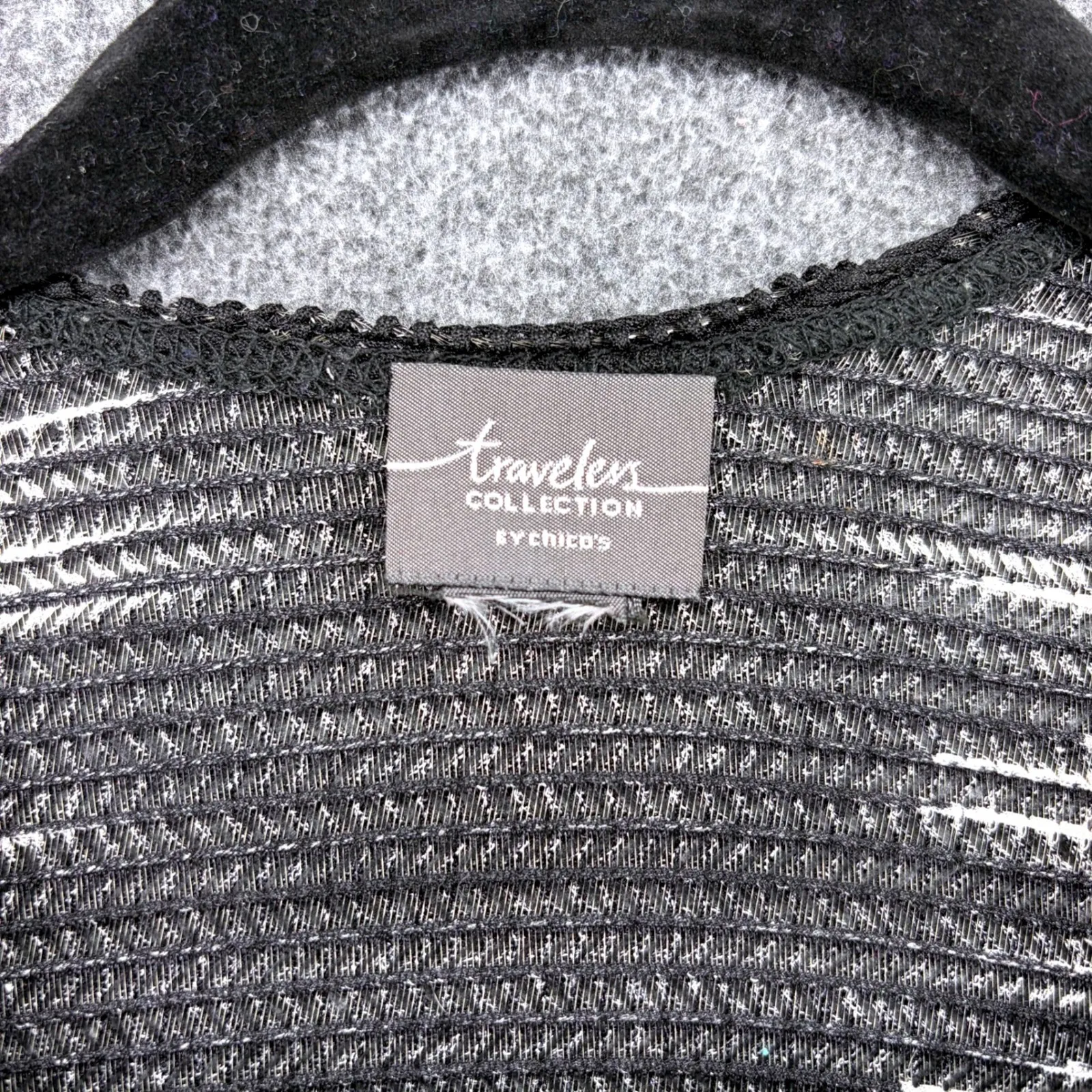 Travelers Collection By Chico's Black White Zigzag Ruana Kimono Cardigan - Image 6