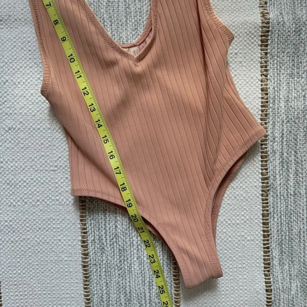 Static Swimwear Vermont Neutral Nude Ribbed Knit V - Image 4