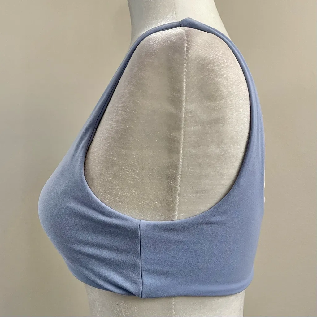 PAVOI Buttery Soft High Support Low Scoop Neck Sports Bra (Light Blue) - Image 3