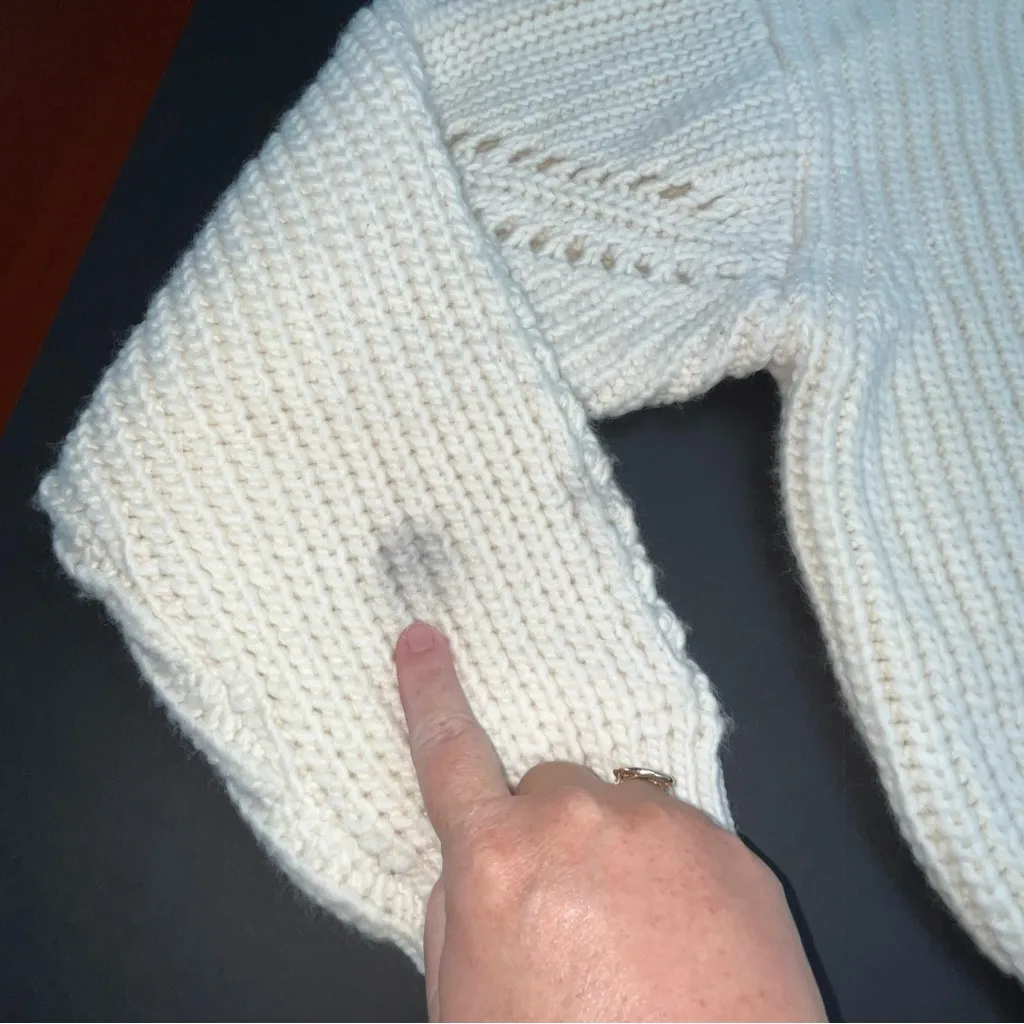 Apiece Apart Cream Crewneck Wool Sweater APPROX. Size LARGE No Size Tag *FLAWED - Image 5