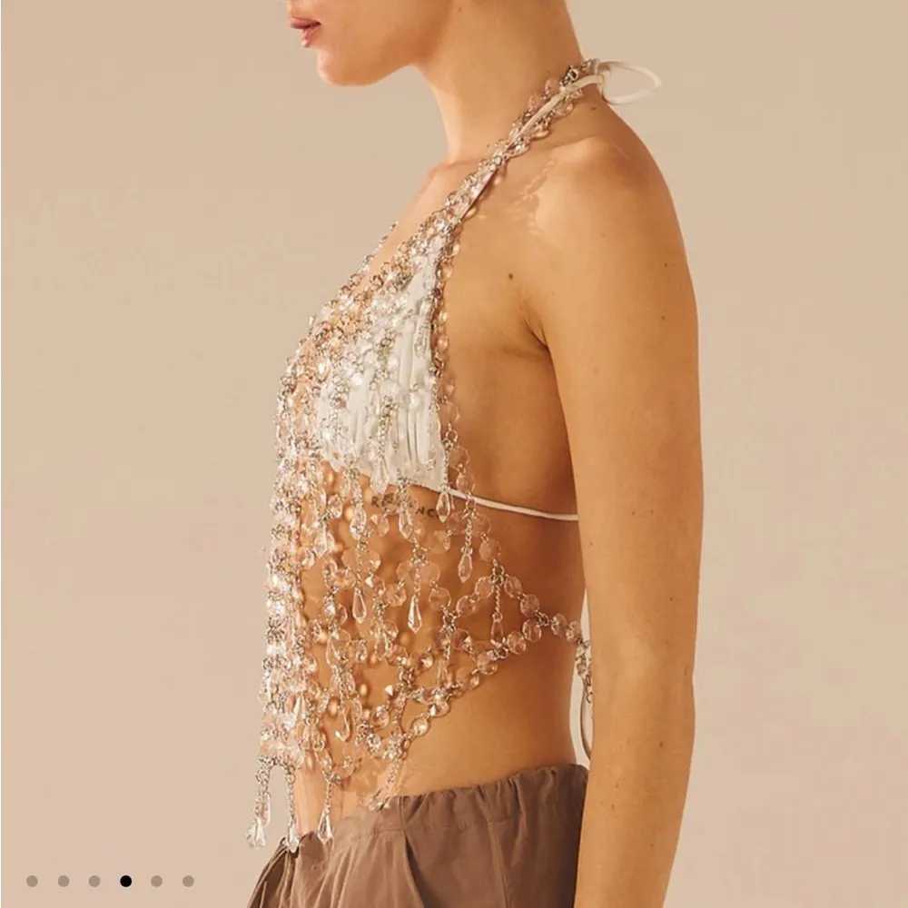 Peppermayo Crystal Embellished Crop Top - Silver and White - Image 7