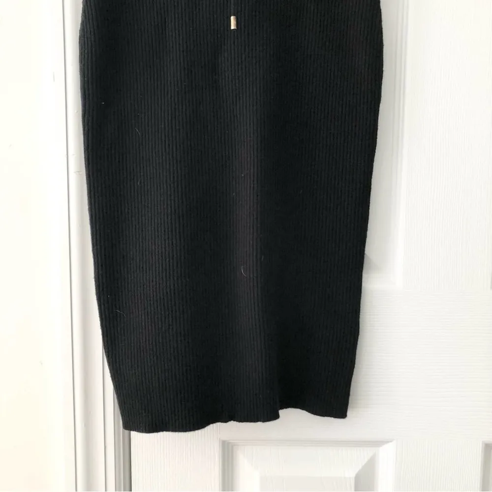 Wolford Black Ribbed Sweater Knit Collared Lace Up Neck Body Con Mini Dress XS - Image 5