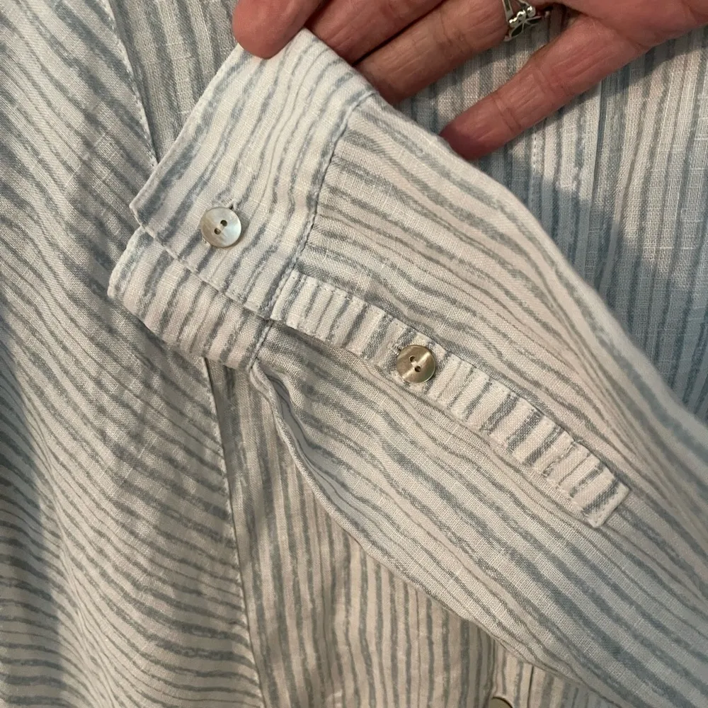J. Jill Love Linen striped button down top - Image 3