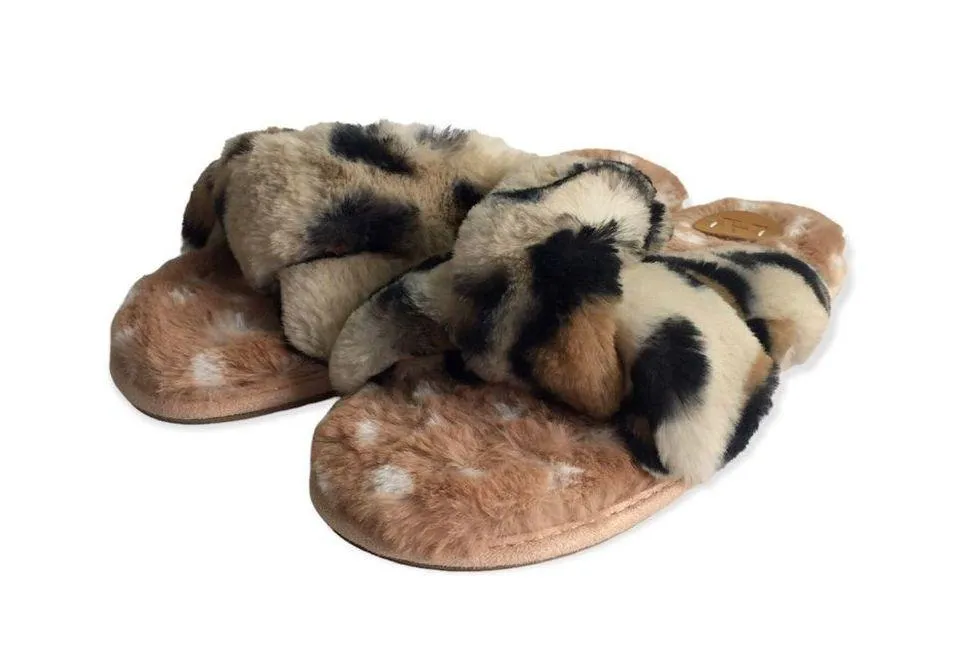 🆕Anthropologie Leopard Animal Print Faux Fur Slippers - Image 3