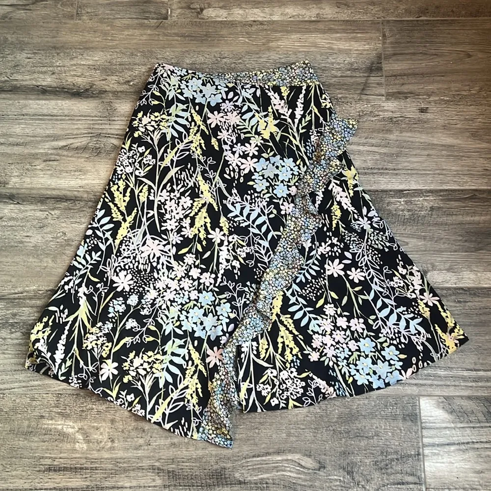 Calvin Klein Womens Spring Colorful Ruffled Wrap Midi A-Line Skirt size 10 #100 - Image 10