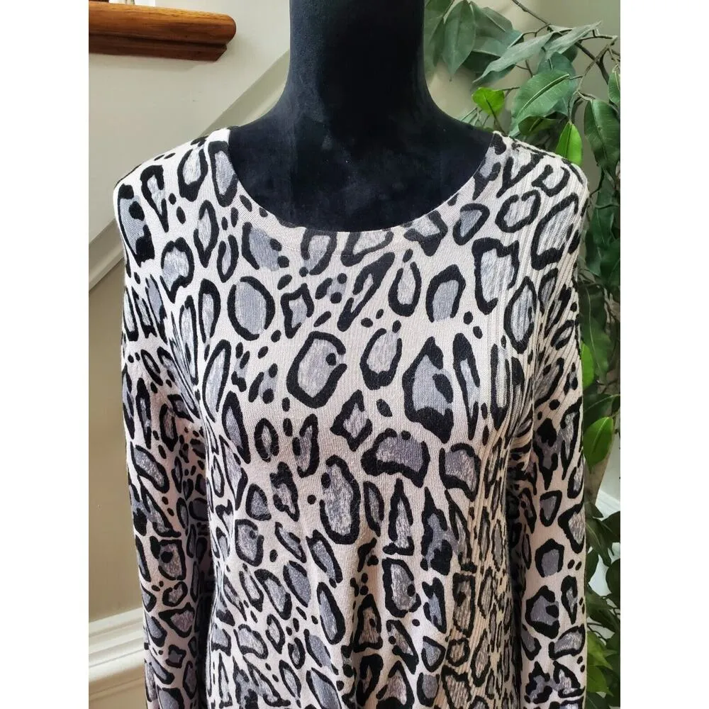EST. 1946 Snake Print Gray Rayon Round Neck Long Sleeve Pullover Sweater 20W - Image 3