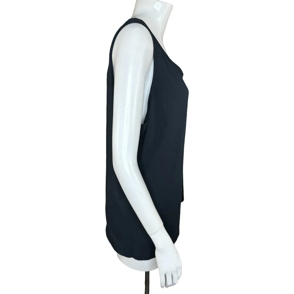 Attitudes By Renee Washed Cotton Jersey Knit Asymmetric Tank Top Black XL - Image 2