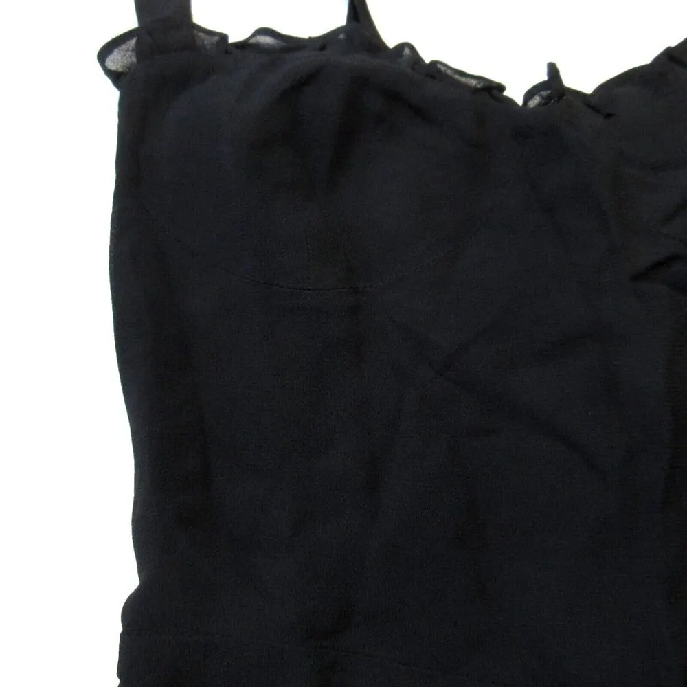 NWT Reformation Nikita Midi in Black Tank Tie Straps Frill Hem Georgette Dress 8 - Image 3