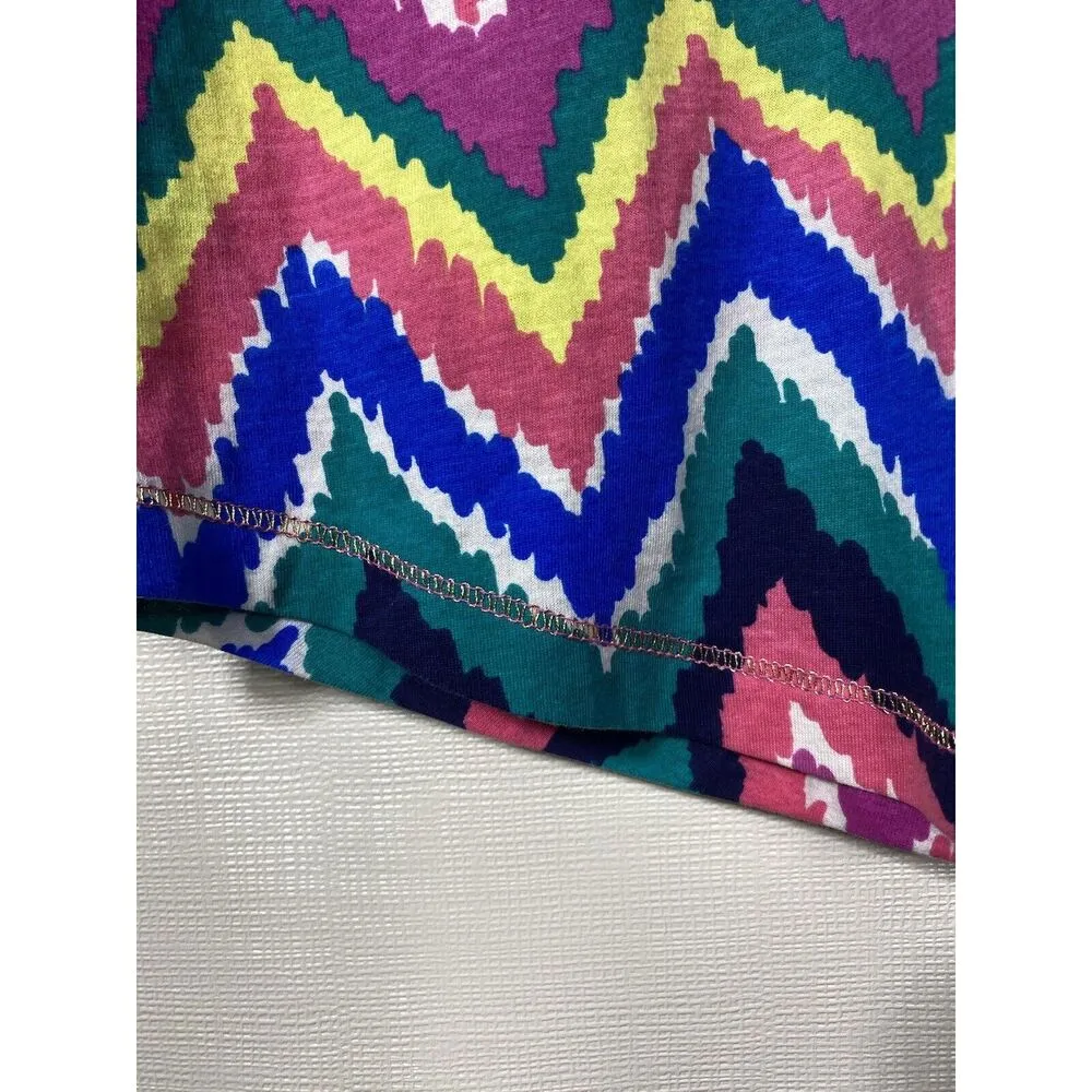 Lilly Pulitzer Cynthia V-Neck Top XS Short Sleeve Chevron Multicolor Pima Cotton - Image 4