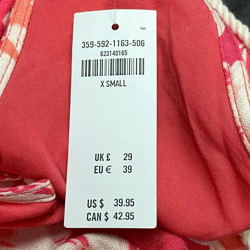 Hollister 100% Viscose Women's Shift Dress Size XS Pink Floral Sleeveless Beach - Image 9