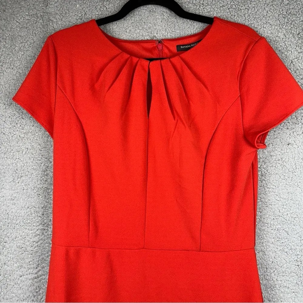 Banana Republic Dress Womens 8 Burnt Orange Pleated Cutout Neck Lined Sheath NEW - Image 6