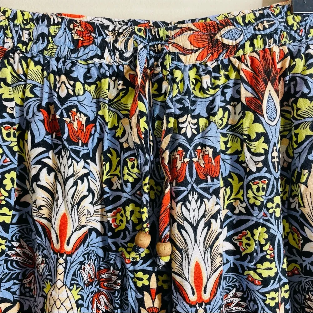 Signals Boho Artsy Floral Pants size 1X Drawstring Waist Blue Multicolor - Image 3