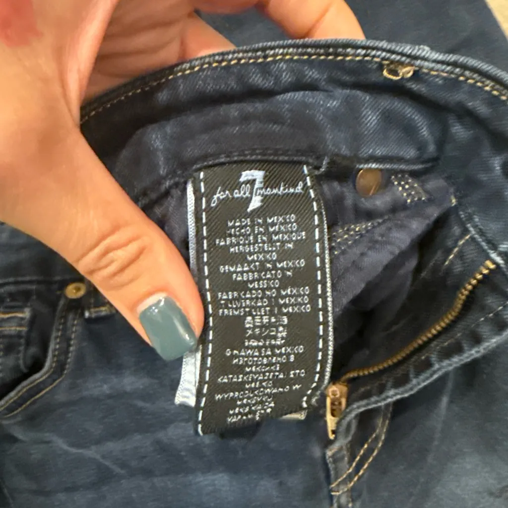 7 For All Mankind Dark Indigo Flare Jeans - Image 2