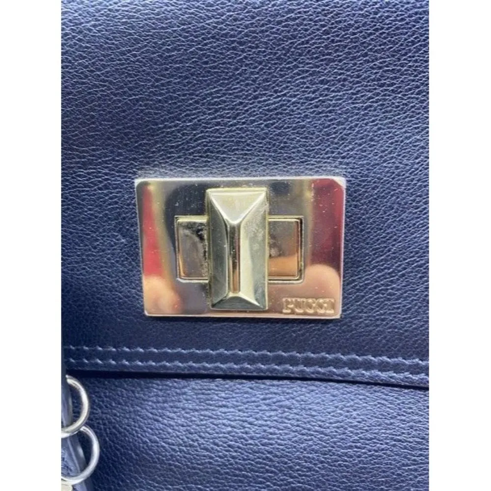 Emilio Pucci Medium City Marquise Top Handle Black Leather Shoulder Bag - Image 12